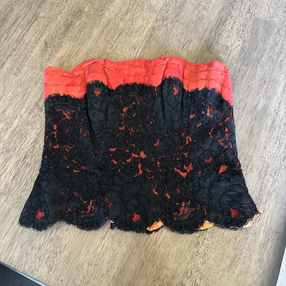 Strapless Black Lace Coral Bandeau Top